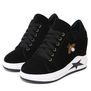 Fashion Trainers Shoes Women Tennis Shoes Lace Up Cow Suede Leather High Heel Ankle Boots Wedges Platform Pumps Casual Shoes New