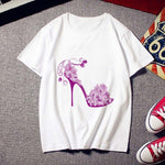 Fashion High heels printed Women T shirt Tees Tops clothing New Summer t-shirt Harajuku personality Thin section tshirt female