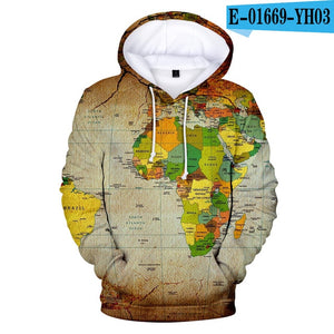 New WORLD MAP 3D Print Hoodies Men pullovers Autumn Women Hooded Casual 3d Sweatshirt WORLD MAP 3D Hoodie Harajuku pullovers