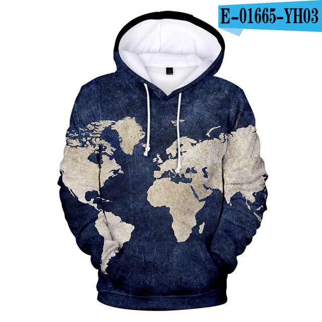 New WORLD MAP 3D Print Hoodies Men pullovers Autumn Women Hooded Casual 3d Sweatshirt WORLD MAP 3D Hoodie Harajuku pullovers