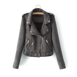 Spring Autumn Zipper Black Moto Coat  Women Leather Coats New 2019 Slim Woman Suede Bikers Jacket Ladies Casaco Couro Feminino