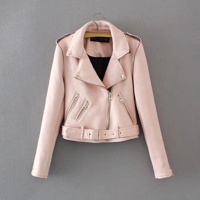 Spring Autumn Zipper Black Moto Coat  Women Leather Coats New 2019 Slim Woman Suede Bikers Jacket Ladies Casaco Couro Feminino