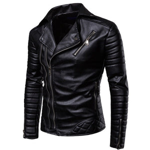 AKSR 2019 Jacket men New Men's Fashion Casual Long Sleeved Motorcycle Fur Leather Jacket Slim Fit Mens Winter Coats