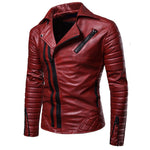 AKSR 2019 Jacket men New Men's Fashion Casual Long Sleeved Motorcycle Fur Leather Jacket Slim Fit Mens Winter Coats