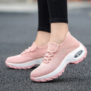 MWY Flying Woven Wedges Casual Shoes Women High Heel Sneakers Women Platform Shoes Zapatilla De Mujer Outdoor Walking Shoes