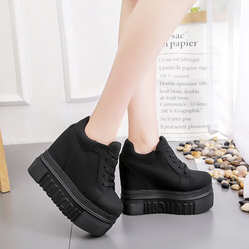 2019 New Women Casual Platform Shoes High Heels Shoes Flower Woman Trainers Shoes Wedges Loafers Height Increasing Size