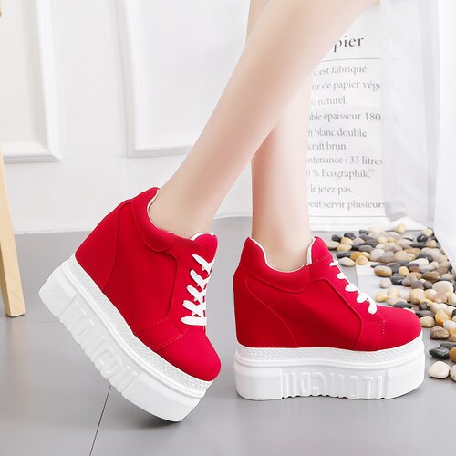 2019 New Women Casual Platform Shoes High Heels Shoes Flower Woman Trainers Shoes Wedges Loafers Height Increasing Size