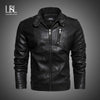 2019 Fashion Brand Clothes Men's Leather Jacket Casual Solid Leather Jackets Stand Collar Windbreaker Zipper Leather Jacket Men