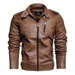 2019 Fashion Brand Clothes Men's Leather Jacket Casual Solid Leather Jackets Stand Collar Windbreaker Zipper Leather Jacket Men