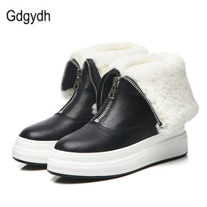 Gdgydh Genuine Leather Snow Boots Women Waterproof Thickness Fur Inside Two Way To Wear Warm Winter Shoes Girls High Quality