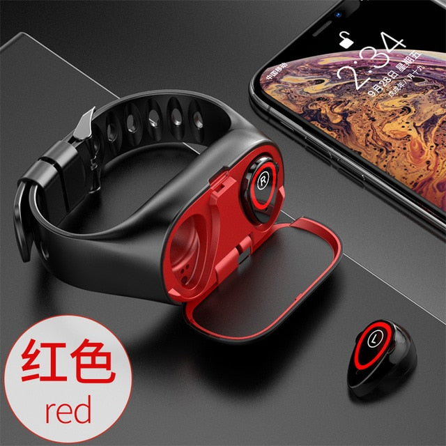 Top Brand Heart Rate Intelligent Bracelet With Bluetooth Earphone Magnetic Charging Fitness Tracker Sleeping Analysic SmartWatch