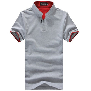 Classic Men Stand Collar T Shirt Short Sleeve Tee T-shirt Solid Color M-XXXL Dropshipping Wholesale