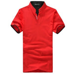 Classic Men Stand Collar T Shirt Short Sleeve Tee T-shirt Solid Color M-XXXL Dropshipping Wholesale