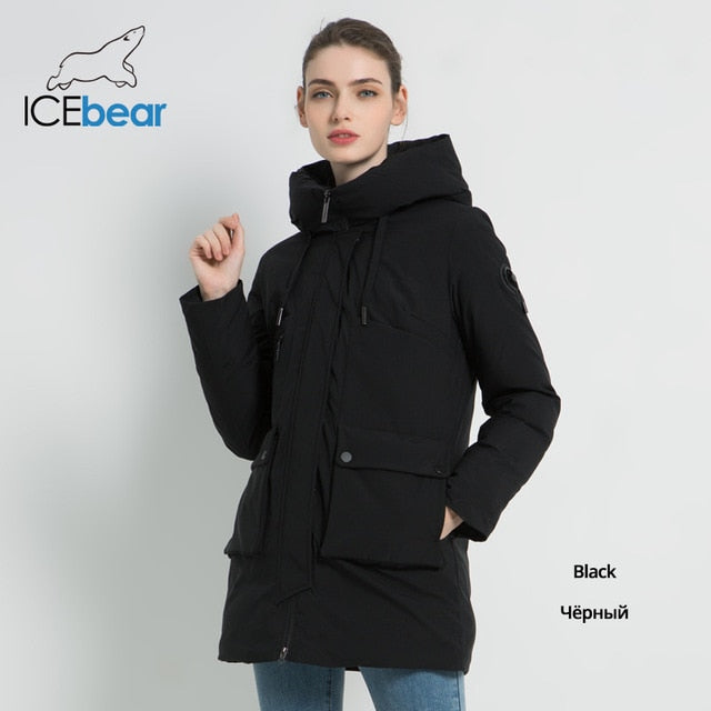 ICEbear 2019 New Winter Hooded Jacket Women's Coat Fashion Female Jacket Warm Winter women's Parkas Plus Size Clothing GWD19078I