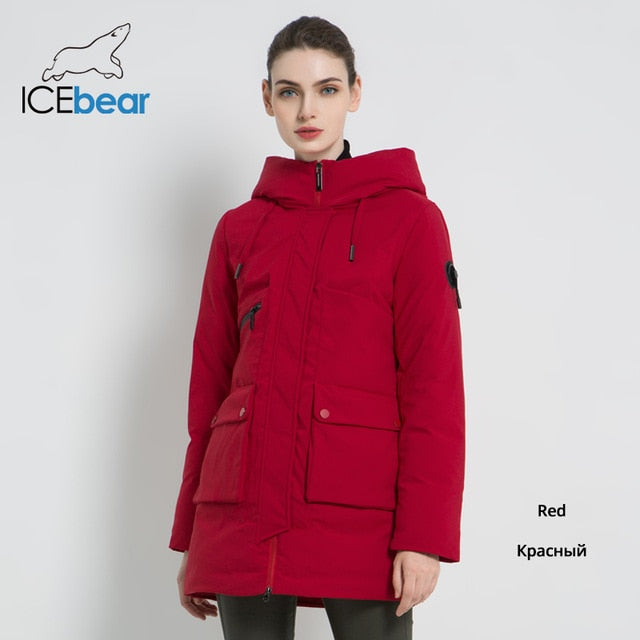 ICEbear 2019 New Winter Hooded Jacket Women's Coat Fashion Female Jacket Warm Winter women's Parkas Plus Size Clothing GWD19078I