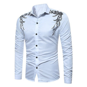 2020 New Autumn Fashion Brand Men Clothes Slim Fit Male Long Sleeve Shirt Print Casual Dress Men Shirts Social Plus Size M-3XL