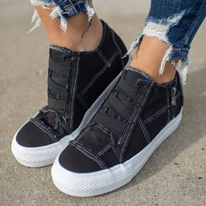 Women flat shoes canvas spring autumn women vulcanize shoes sneaker ankle side zipper high top canvas shoes ladies shoes