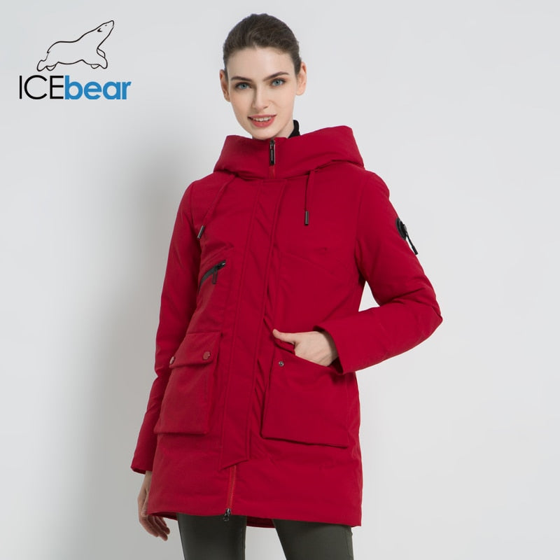 ICEbear 2019 New Winter Hooded Jacket Women's Coat Fashion Female Jacket Warm Winter women's Parkas Plus Size Clothing GWD19078I