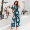 Simplee vintage floral print off the shoulder rompers womens jumpsuit Ankle-length ruffle 2020 summer holiday ropa de mujer