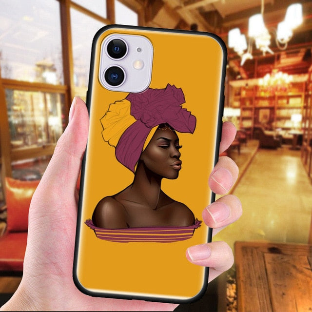 Colorful art african girl Black Soft TPU Case For iPhone 11 Pro Max X XS MAX XR 7 8 Plus 6 6S 5 5S Phone