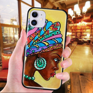 Colorful art african girl Black Soft TPU Case For iPhone 11 Pro Max X XS MAX XR 7 8 Plus 6 6S 5 5S Phone