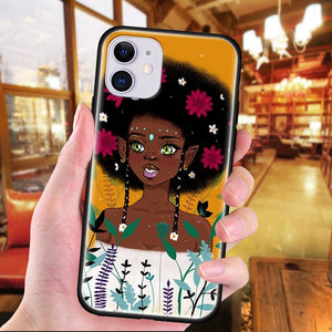 Colorful art african girl Black Soft TPU Case For iPhone 11 Pro Max X XS MAX XR 7 8 Plus 6 6S 5 5S Phone