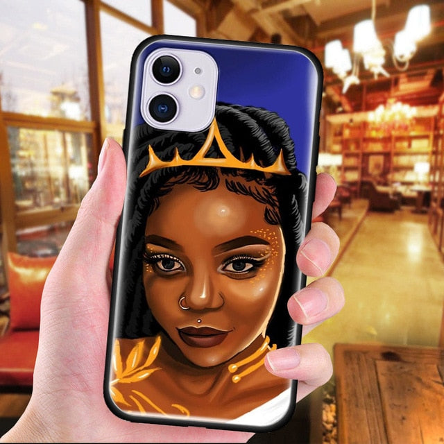 Colorful art african girl Black Soft TPU Case For iPhone 11 Pro Max X XS MAX XR 7 8 Plus 6 6S 5 5S Phone