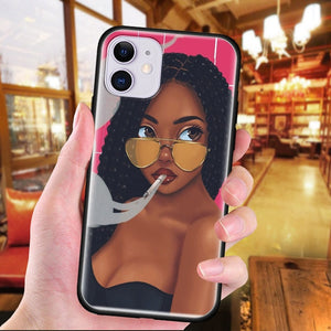 Colorful art african girl Black Soft TPU Case For iPhone 11 Pro Max X XS MAX XR 7 8 Plus 6 6S 5 5S Phone