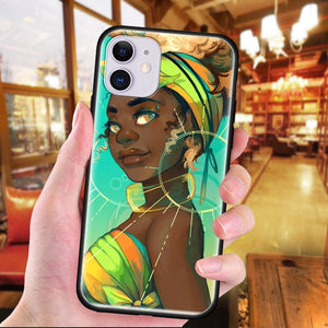 Colorful art african girl Black Soft TPU Case For iPhone 11 Pro Max X XS MAX XR 7 8 Plus 6 6S 5 5S Phone