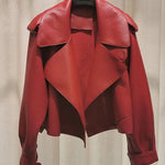 Faux Leather Jacket Women Loose Soft Vintage Motorcycle Biker Coat Short Pu Leather Coat Female Punk Autumn Streetwear Outwear