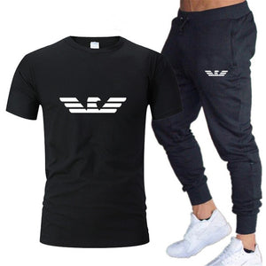 Fashion new men's sportswear running jogging men's running fitness clothes men's fitness sports 2020 brand sports two-piece suit