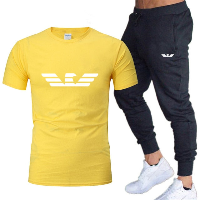 Fashion new men's sportswear running jogging men's running fitness clothes men's fitness sports 2020 brand sports two-piece suit