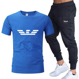 Fashion new men's sportswear running jogging men's running fitness clothes men's fitness sports 2020 brand sports two-piece suit