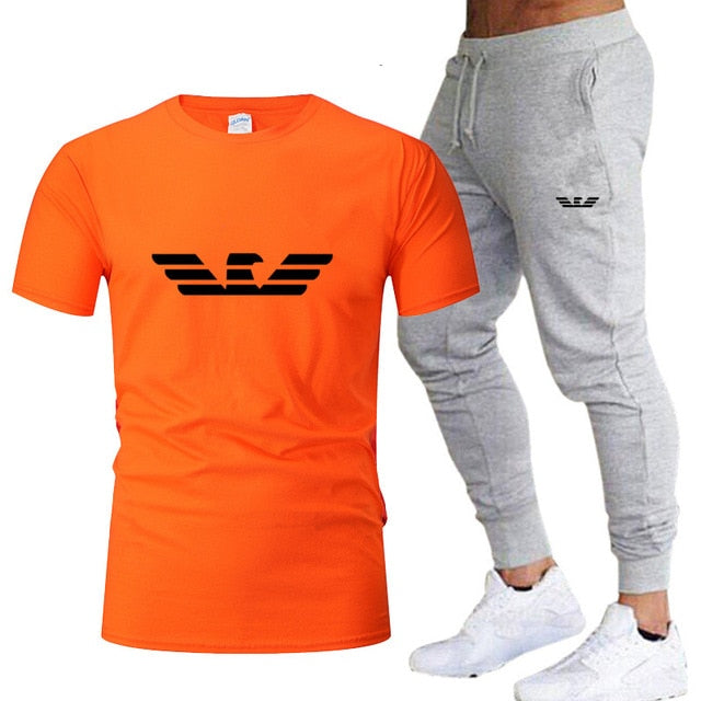 Fashion new men's sportswear running jogging men's running fitness clothes men's fitness sports 2020 brand sports two-piece suit