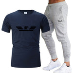 Fashion new men's sportswear running jogging men's running fitness clothes men's fitness sports 2020 brand sports two-piece suit