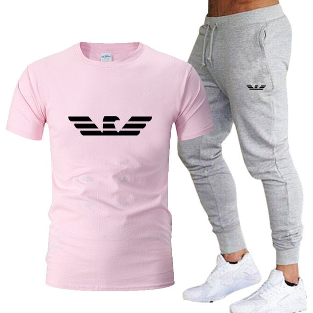 Fashion new men's sportswear running jogging men's running fitness clothes men's fitness sports 2020 brand sports two-piece suit