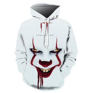 Horror Movie Chapter 2 3D Printed Hoodie Sweatshirt Men and Women Fashion Casual Fun Pullover IT Clown Print Pattern Hoodie