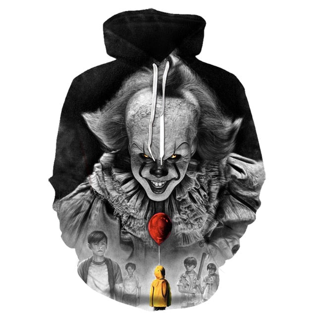 Horror Movie Chapter 2 3D Printed Hoodie Sweatshirt Men and Women Fashion Casual Fun Pullover IT Clown Print Pattern Hoodie