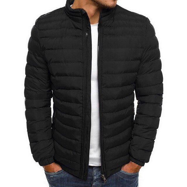 Lightweight Warm Winter jacket men Parkas Mens Striped Solid Zipper Pocket Trench Cotton Hoody Parkas Male 2019 clothing