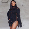 Simenual Side Slit Patchwork Women Casual Dresses Long Sleeve Athleisure Fashion 2020 Bodycon Mini Dress Slim Sporty Clothing