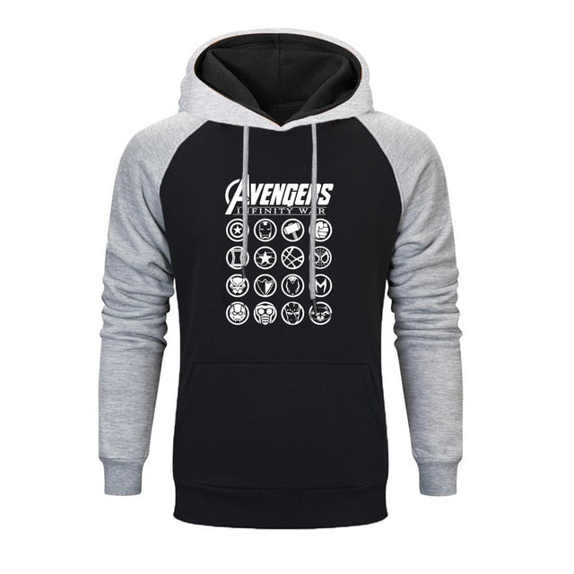 Marvel Movie Avengers Logo Printed Raglan Hoodies Men 2019 Autumn Thanos Infinity Gauntlet Men's Sweatshirts Brand Pollovers