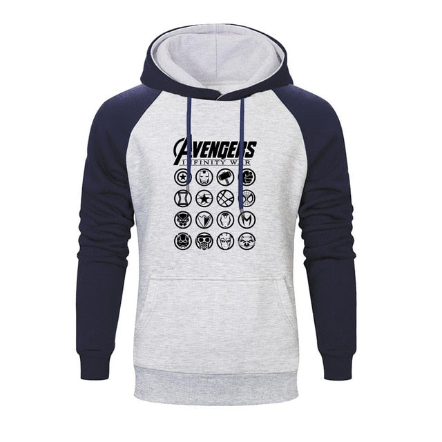 Marvel Movie Avengers Logo Printed Raglan Hoodies Men 2019 Autumn Thanos Infinity Gauntlet Men's Sweatshirts Brand Pollovers