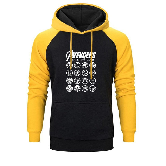 Marvel Movie Avengers Logo Printed Raglan Hoodies Men 2019 Autumn Thanos Infinity Gauntlet Men's Sweatshirts Brand Pollovers