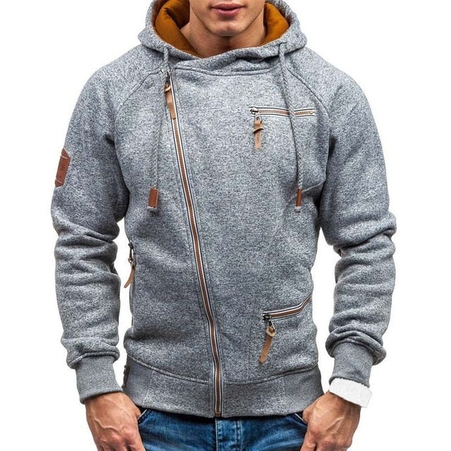 New Hoodie Men 2019 Spring Casual Solid Long Sleeve Mens Hoodies Sweatshirts Slim Zipper Hoody Sweatshirt Men Hooded Streetwear