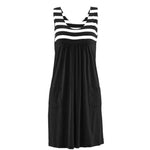 Fashion striped dress large size summer dress  loose simple sleeveless dress women's clothing