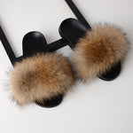 SARSALLYA Fur Slippers Women Real Fox Fur Slides Home Furry Flat Sandals Female Cute Fluffy House Shoes Woman Brand Luxury 2020