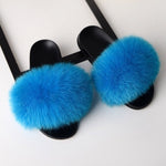 SARSALLYA Fur Slippers Women Real Fox Fur Slides Home Furry Flat Sandals Female Cute Fluffy House Shoes Woman Brand Luxury 2020