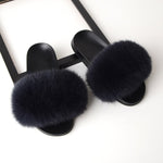 SARSALLYA Fur Slippers Women Real Fox Fur Slides Home Furry Flat Sandals Female Cute Fluffy House Shoes Woman Brand Luxury 2020