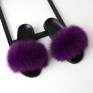 NEW! Real Fox Fur Slides / Fur Slippers  Fur shoes, Womens slippers, Cute  slippers