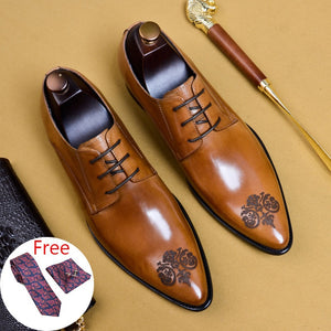 Mens formal shoes Genuine leather oxford shoes for men dressing wedding men's brogues office shoes lace up male men shoes 2020